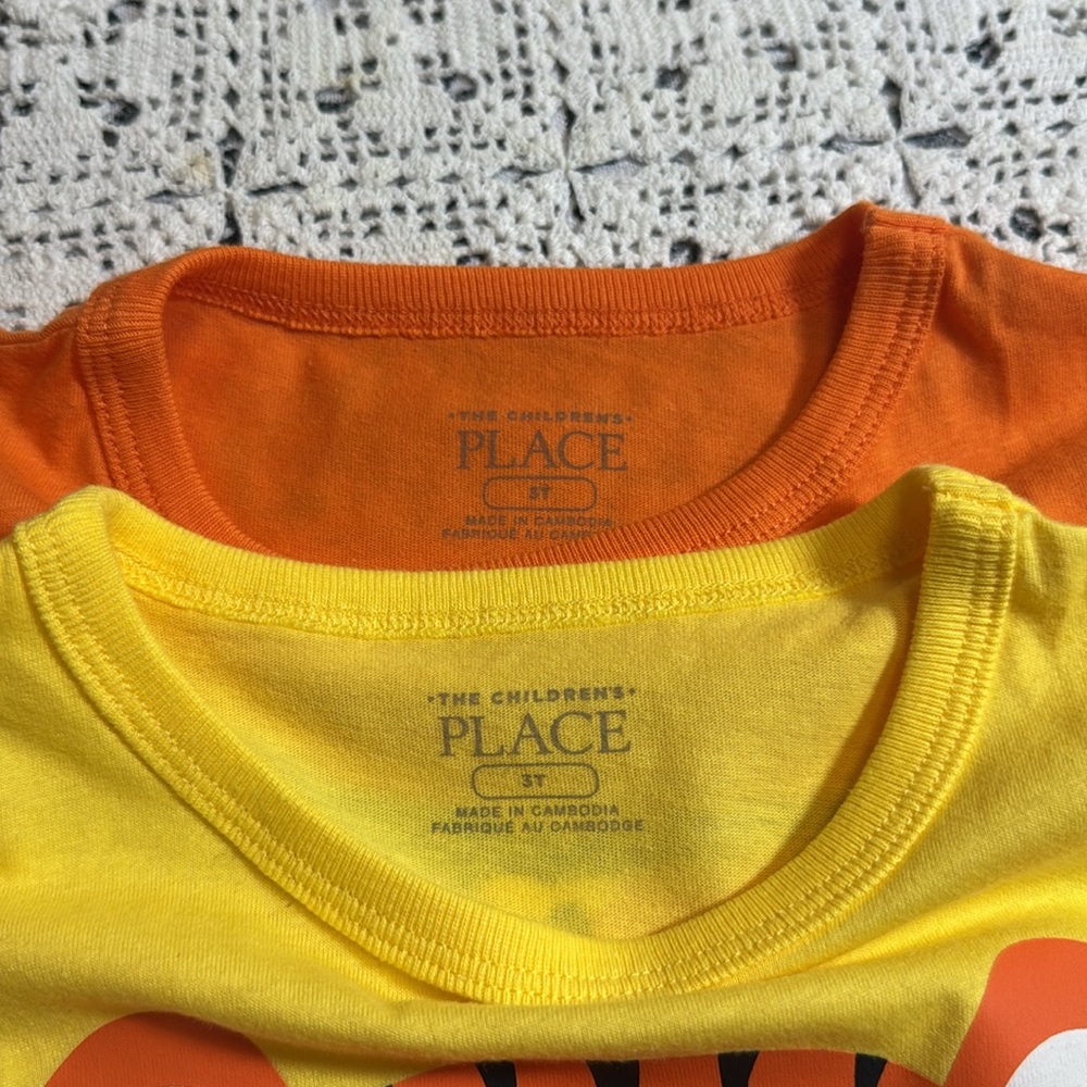 The Children's Place Vibrant Orange and Yellow Short Sleeve Tees Lot of 2 - Picture 2 of 8